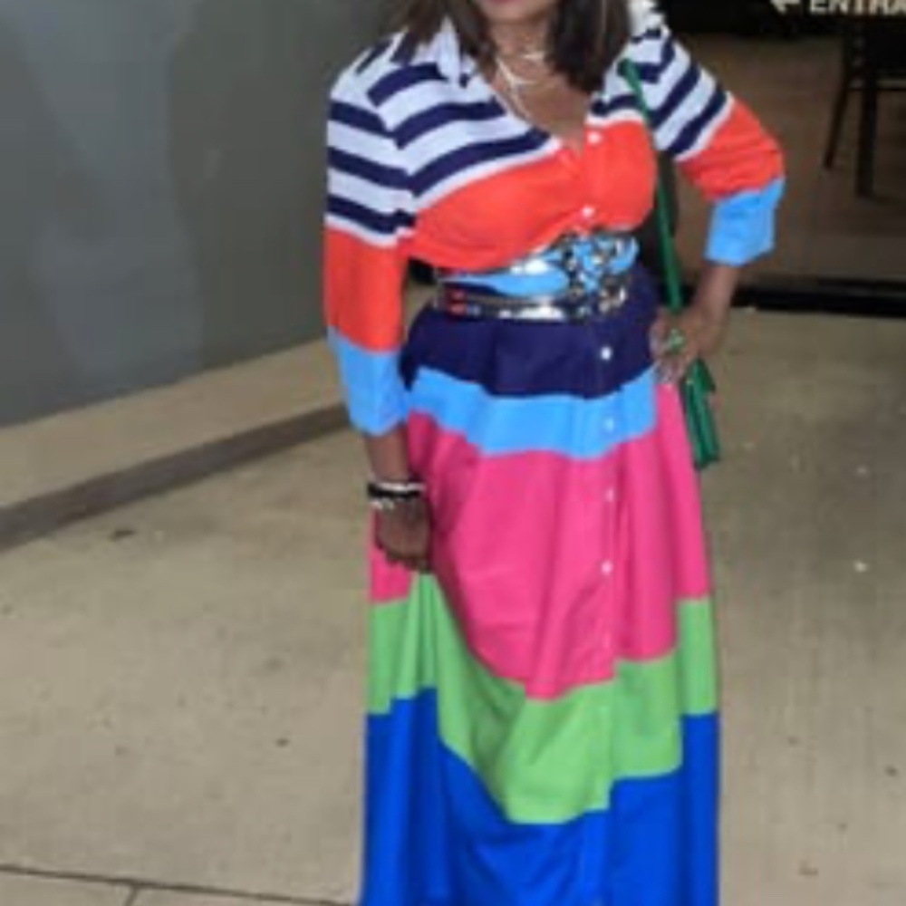 UOOZEE Like New Colorful stripe shirt midi dress, S, GD1164 - Picture 3 of 3